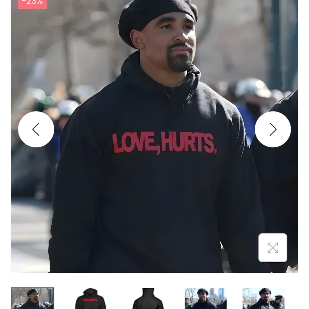 SOLD OUT- NWT Jordan Black Hoodie with LOVE, HURTS. Red text SIZE LARGE